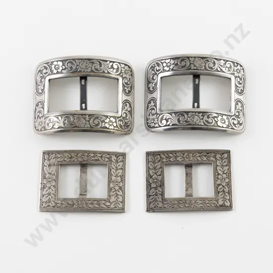 Two Pair Late C19th S/S and S/Plate Shoe Buckles