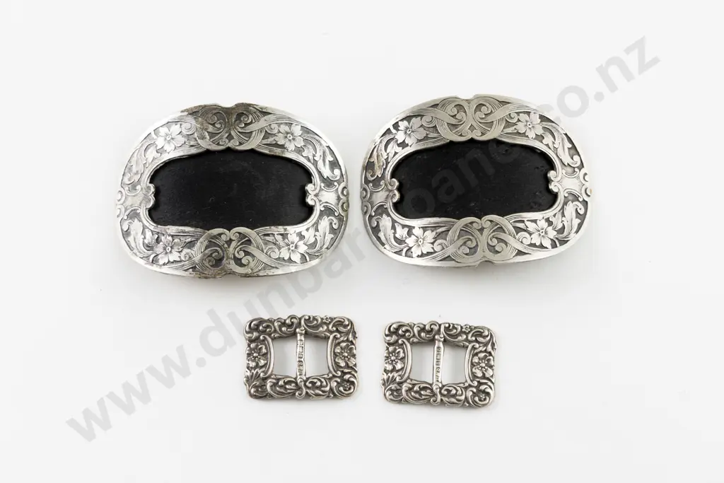 Two Pair Late C19th S/S and S/Plate Shoe Buckles Image 1++