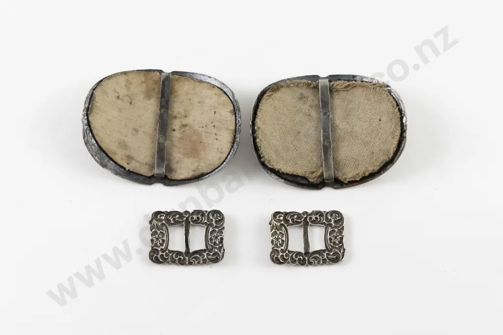 Two Pair Late C19th S/S and S/Plate Shoe Buckles Image 1++