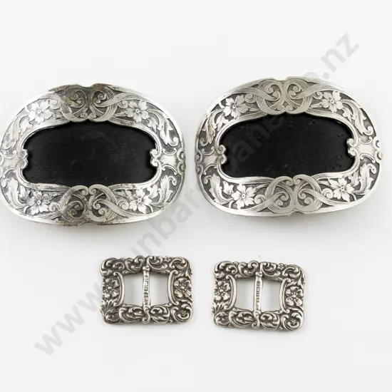 Two Pair Late C19th S/S and S/Plate Shoe Buckles
