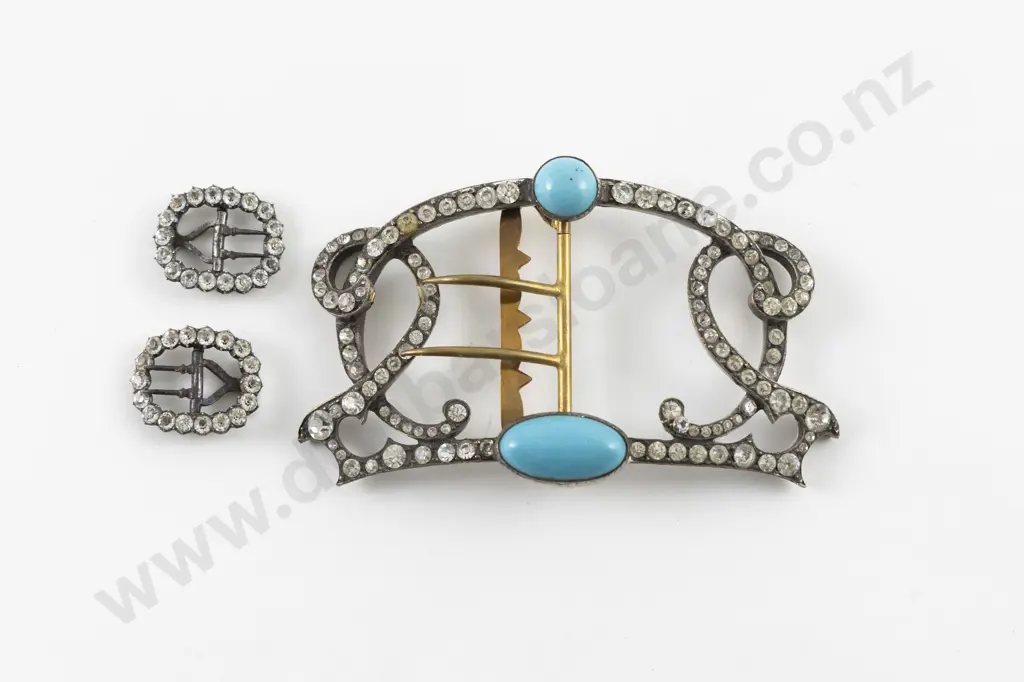 C19th Diamond and Turquoise Paste Fancy Buckle Image 1++