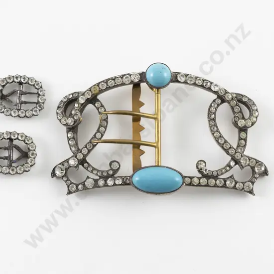 C19th Diamond and Turquoise Paste Fancy Buckle