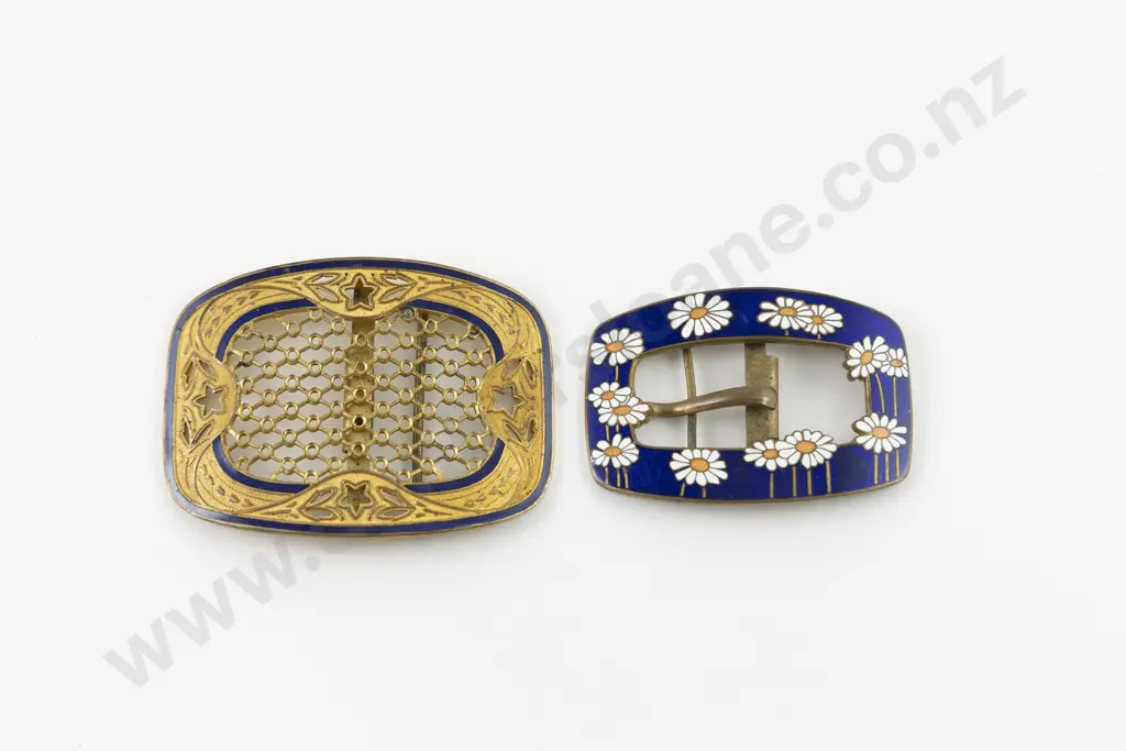 Art Deco Enamel Belt Buckle Image 1++