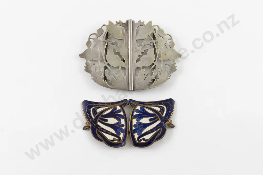 Art Nouveau Enamel Belt Buckle Image 1++