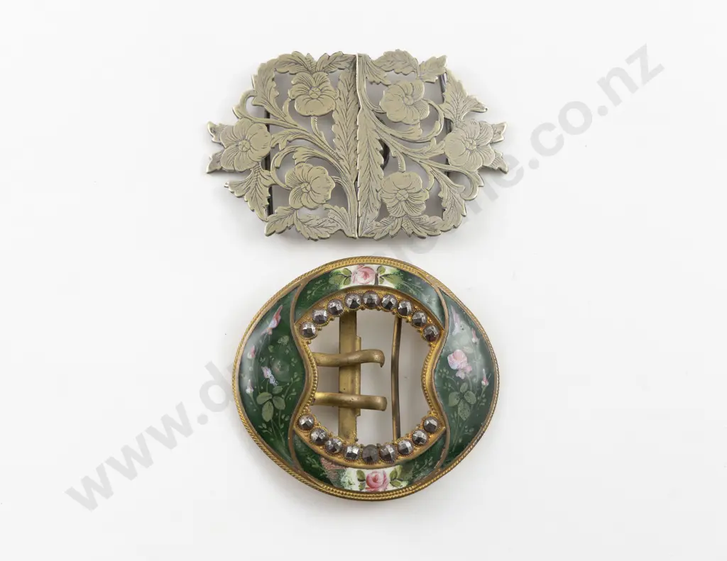 Art Nouveau Enamel and Cut Steel Buckle Image 1++