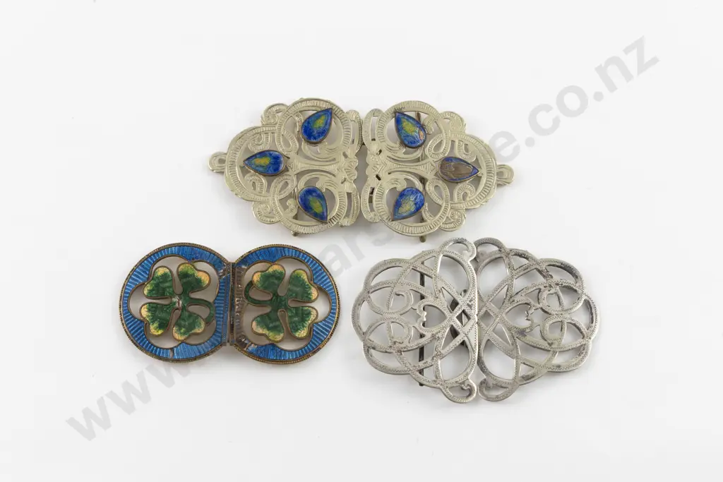 Two Art Nouveau Enamel Buckles Image 1++