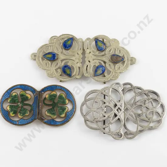Two Art Nouveau Enamel Buckles