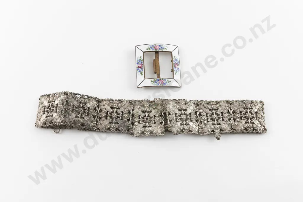 Late C19th Pressed White Metal Belt Image 1++