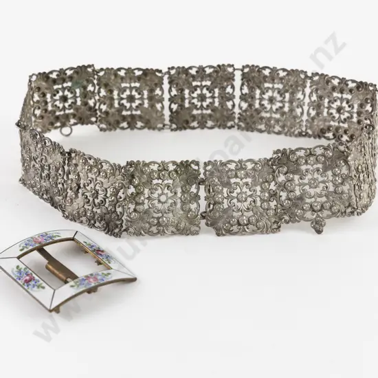 Late C19th Pressed White Metal Belt