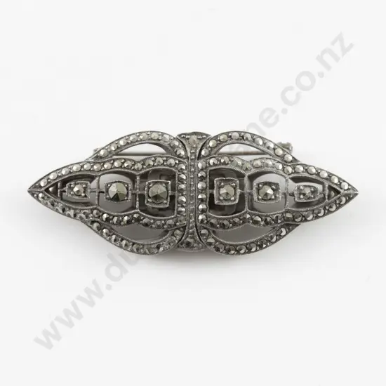 Art Deco S/Plate and Marcasite 2pce Dress Clip