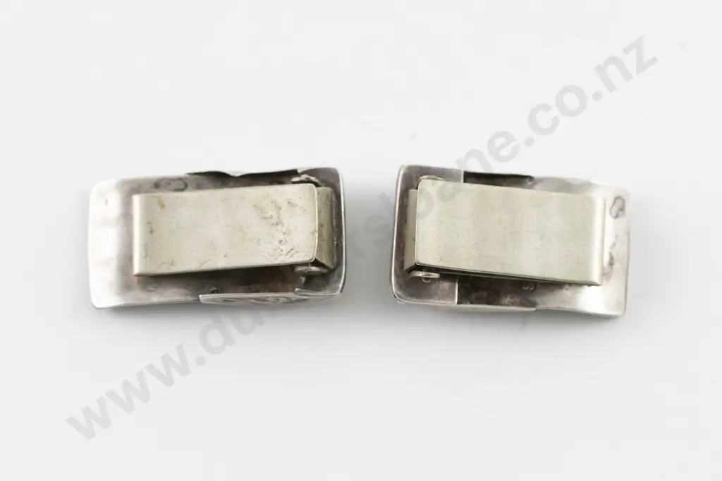 Pair Mid C20th S/S Opal Chip Studded Dress Clips Image 1++