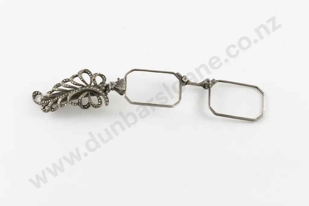 Pair Art Deco Marcasite Handled Lorgnettes Image 1++