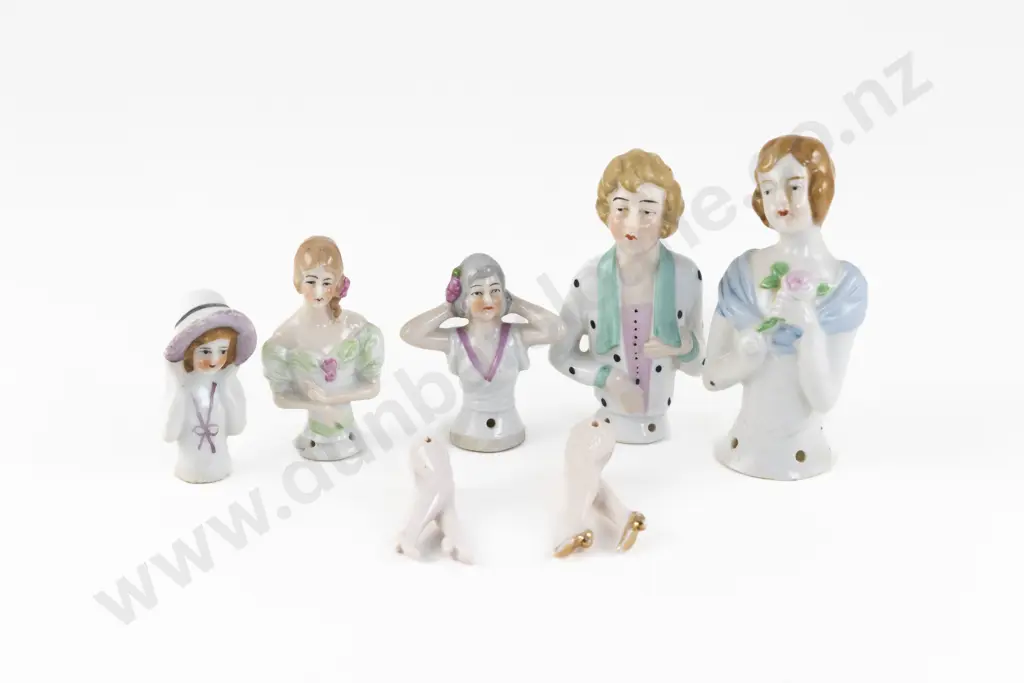 Collection Of Five German China Half Head Dolls Image 1++