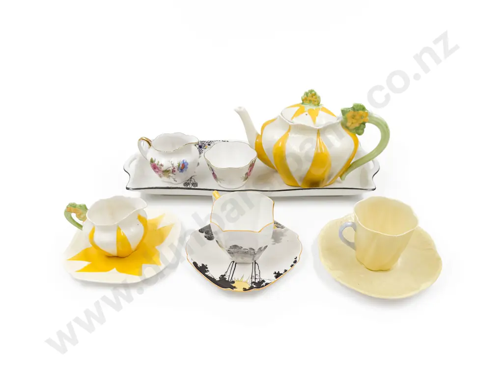 Shelley Molded Tea Pot with Sugar and Creams and Various Image 1++