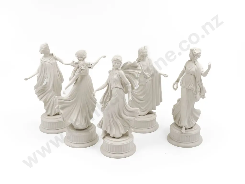 Set of Five Ltd Ed Wedgwood Bisque Figures " The Dancing Hours" Image 1++