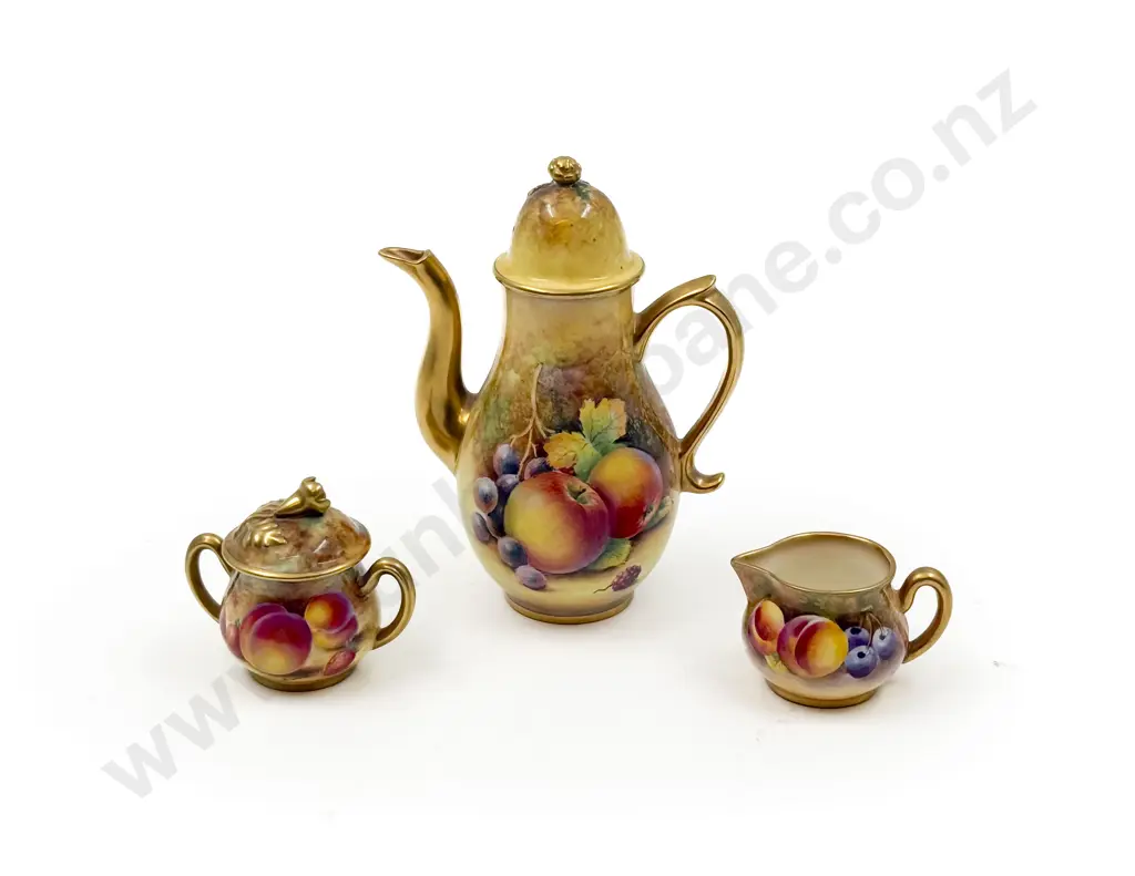 Royal Worcester Miniature Coffee Pot Sugar and Cream Image 1++