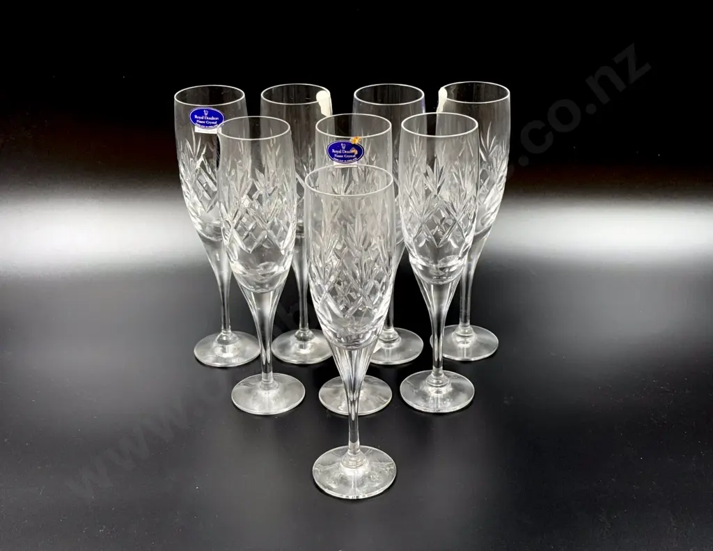 Royal Doulton Crystal Eight Champagne Flutes Image 1++