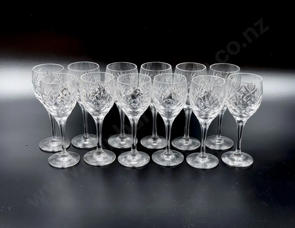 Royal Doulton Crystal Twelve Sherry Glasses Image 1++