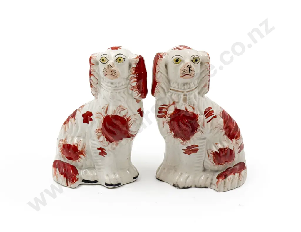 Victorian Pair of Small Staffordshire Mantle Dogs Image 1++