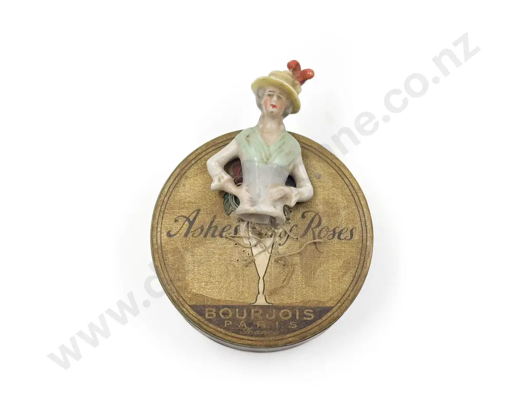 Art Deco Powder Box with Attached China Half Head Image 1++