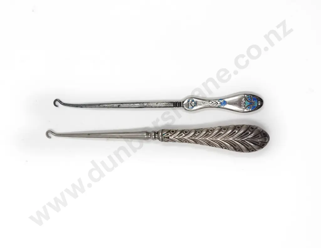 Art Nouveau S/S Enameled Button Hook and Other Image 1++
