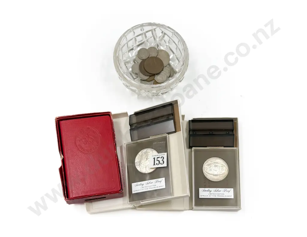 Post Office Savings Bank with Two S/S Medallions and Coinage Image 1++