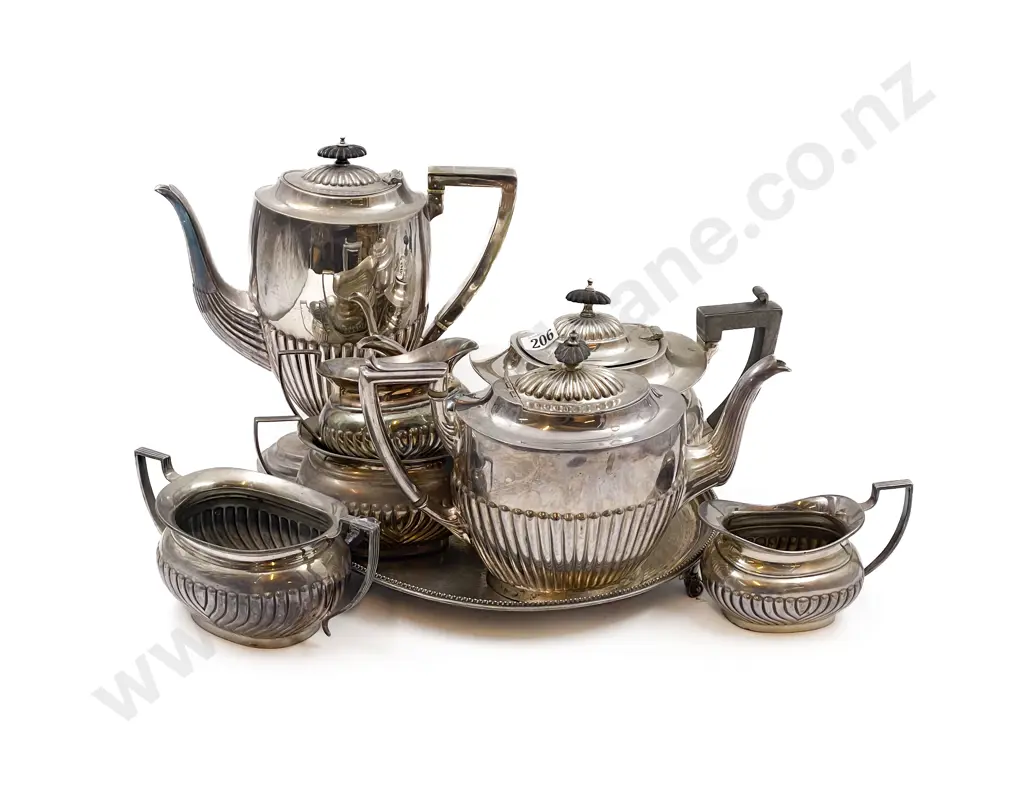 Two S/P Tea Sets with Coffee Pot and Tray Image 1++