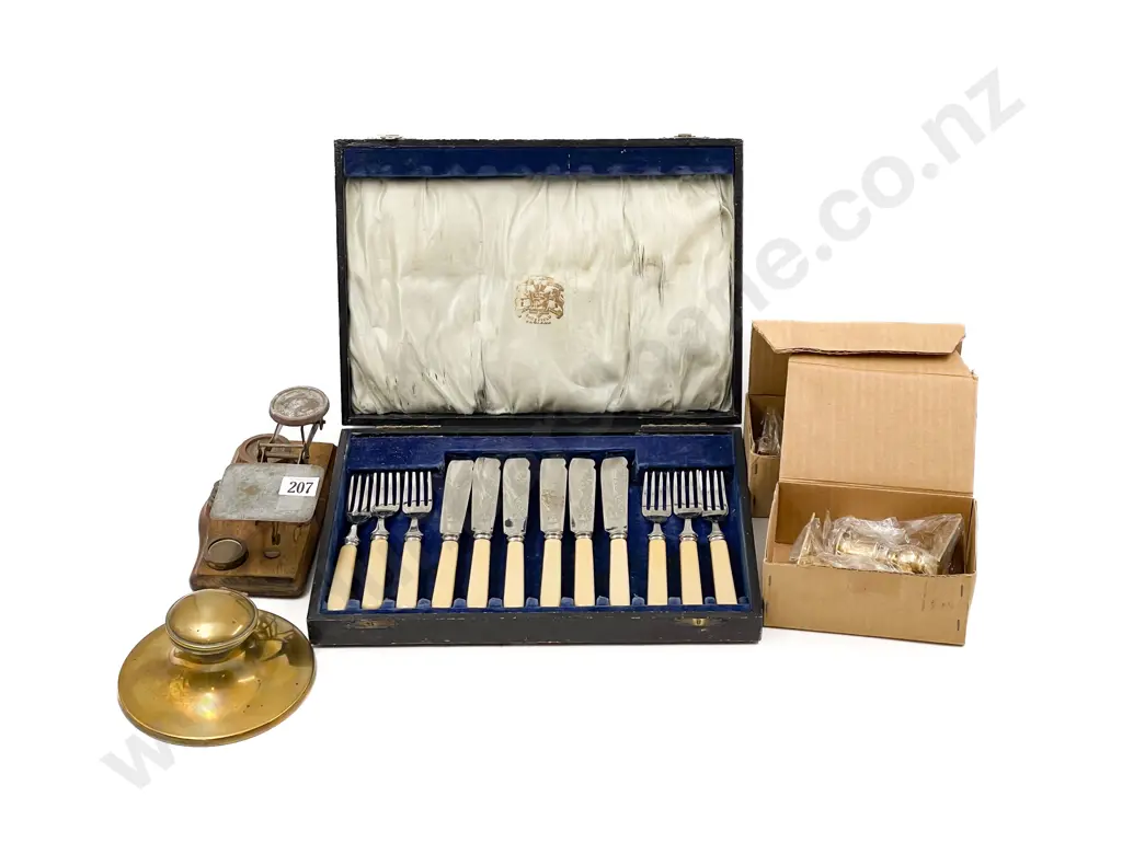 Fish Set with Weighing Scales Two Pof C/Sticks and Inkwell Image 1++