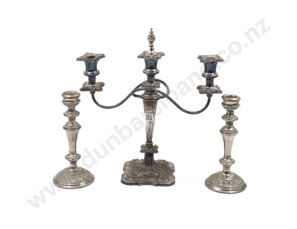 S/P Candelabra And Pair of C/sticks Image 1++
