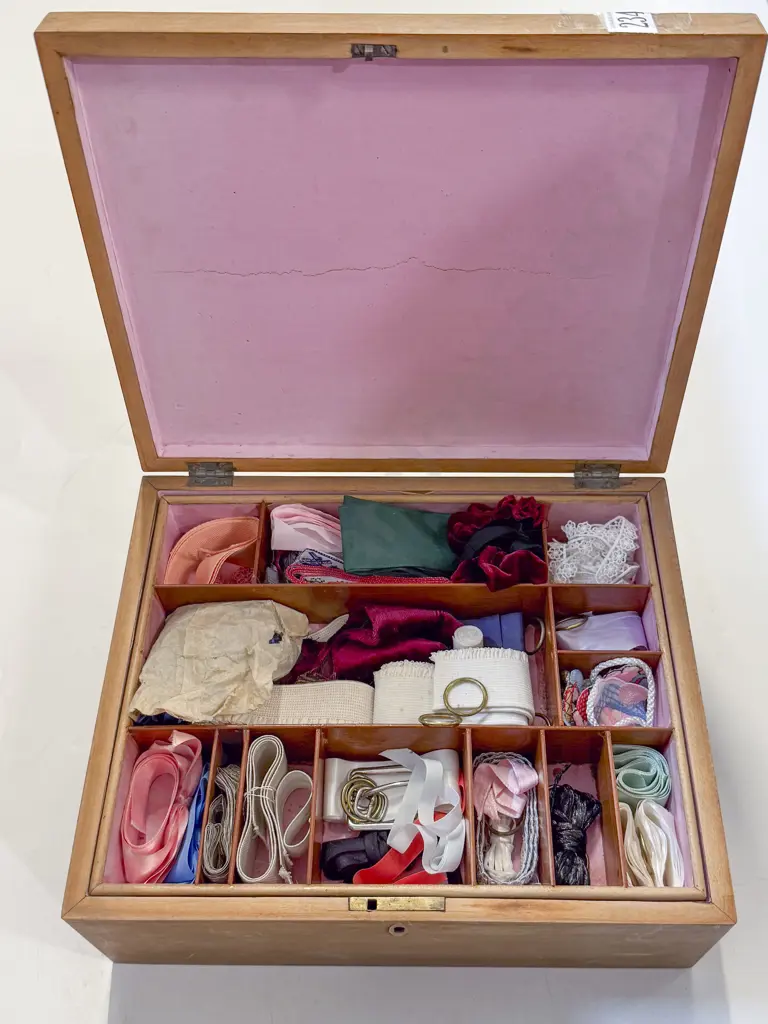 Antique Sewing Box with Lace and Ribbons Image 1++