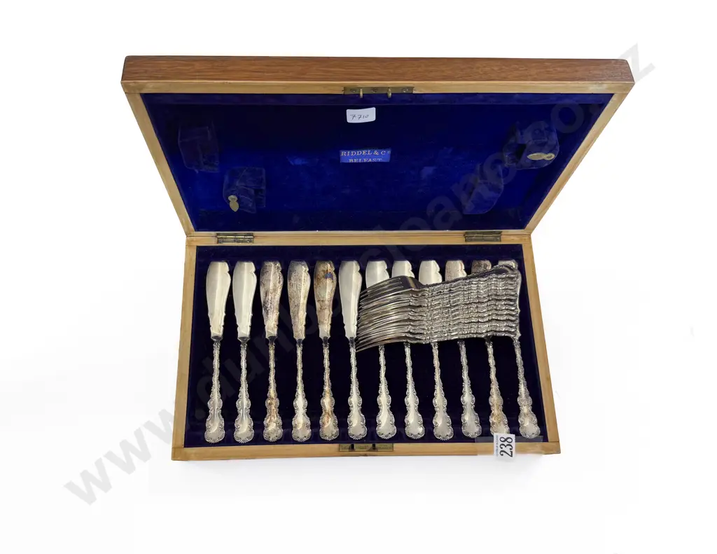 Fancy S/P Twelve Place Setting Fish Set Image 1++