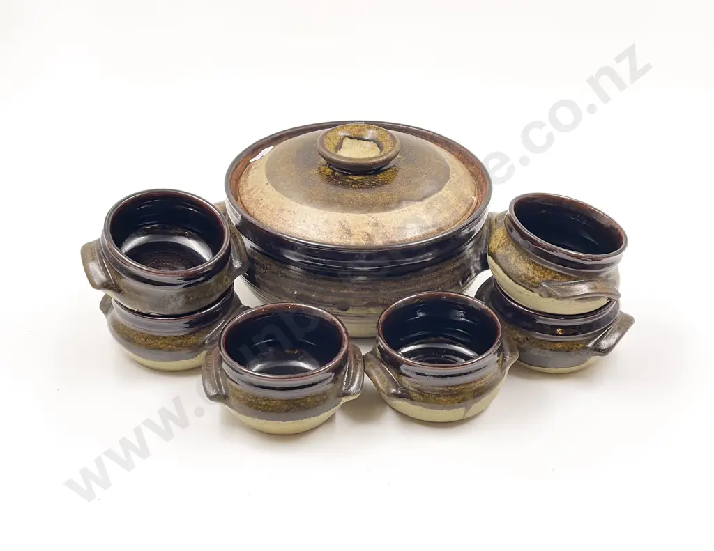 NZ Pottery Casserole and Six Dishes Image 1++