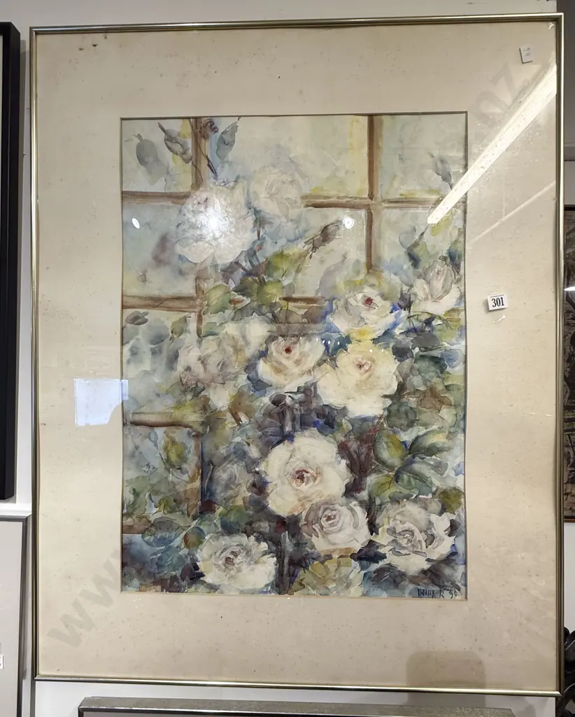 Signed Hilary .R - Floral Still Life Watercolour Image 1++
