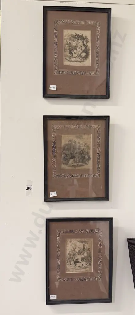 Set of Three Assorted Framed Dickens Book Plates Image 1++