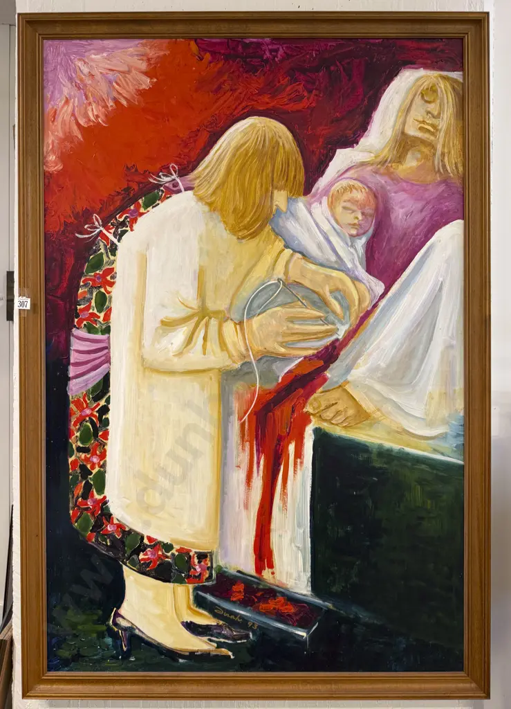 Unsigned - "Birthing Study" - Oil on Board Image 1++