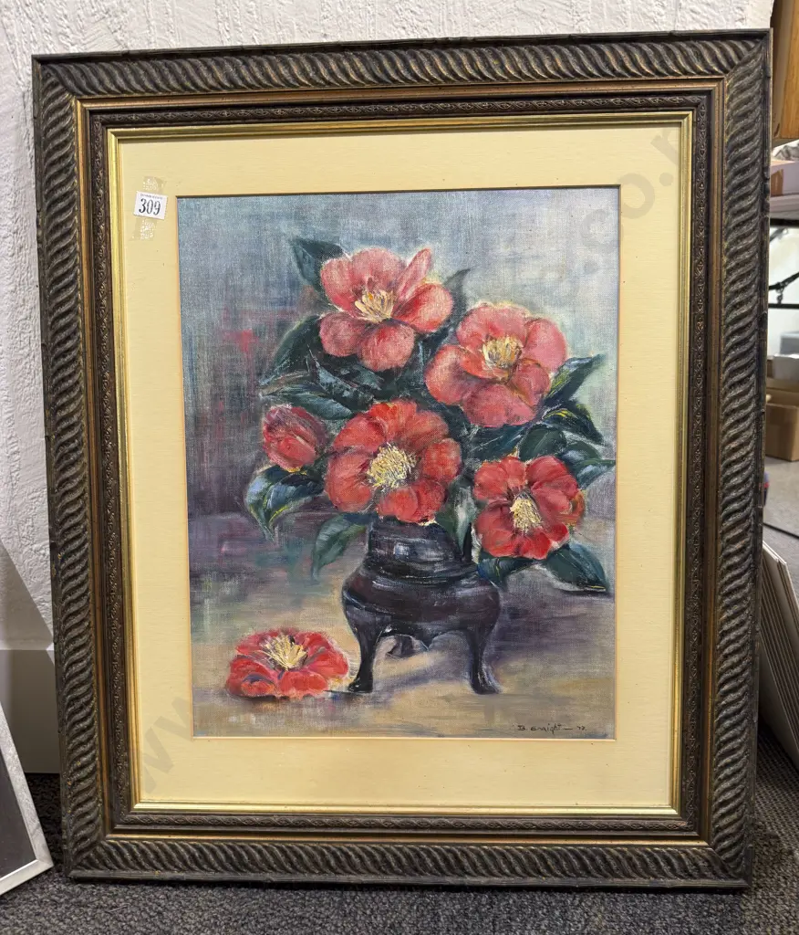 B. Enright - Floral Still Life together with Two Prints & Model Ship Display Image 1++