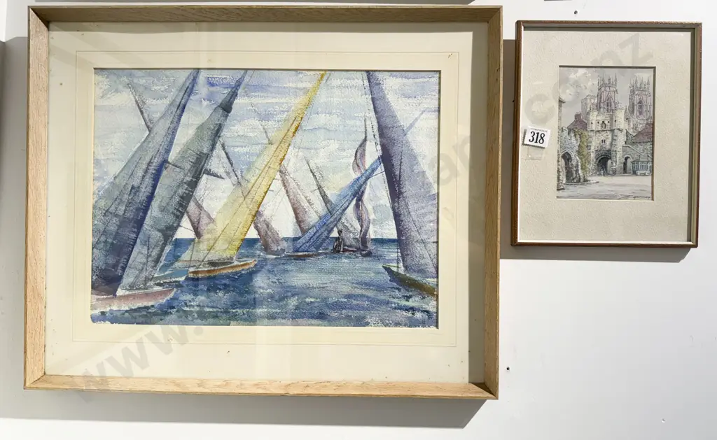D. H. Findley - Castle Study together Pastel Yachting Scene Image 1++