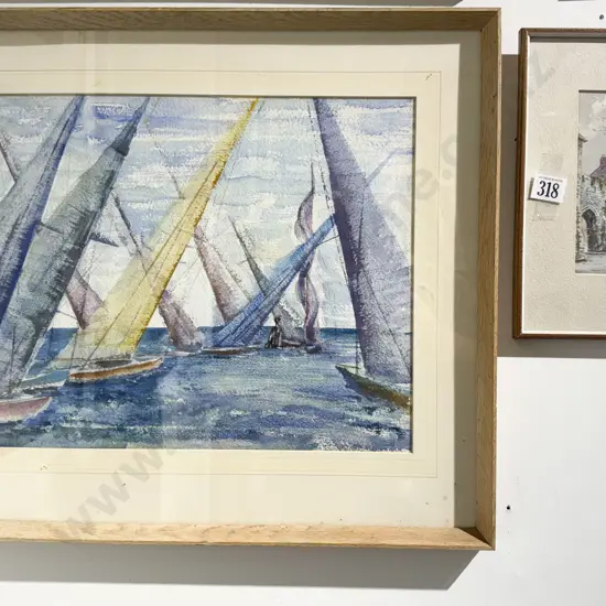 D. H. Findley - Castle Study together Pastel Yachting Scene