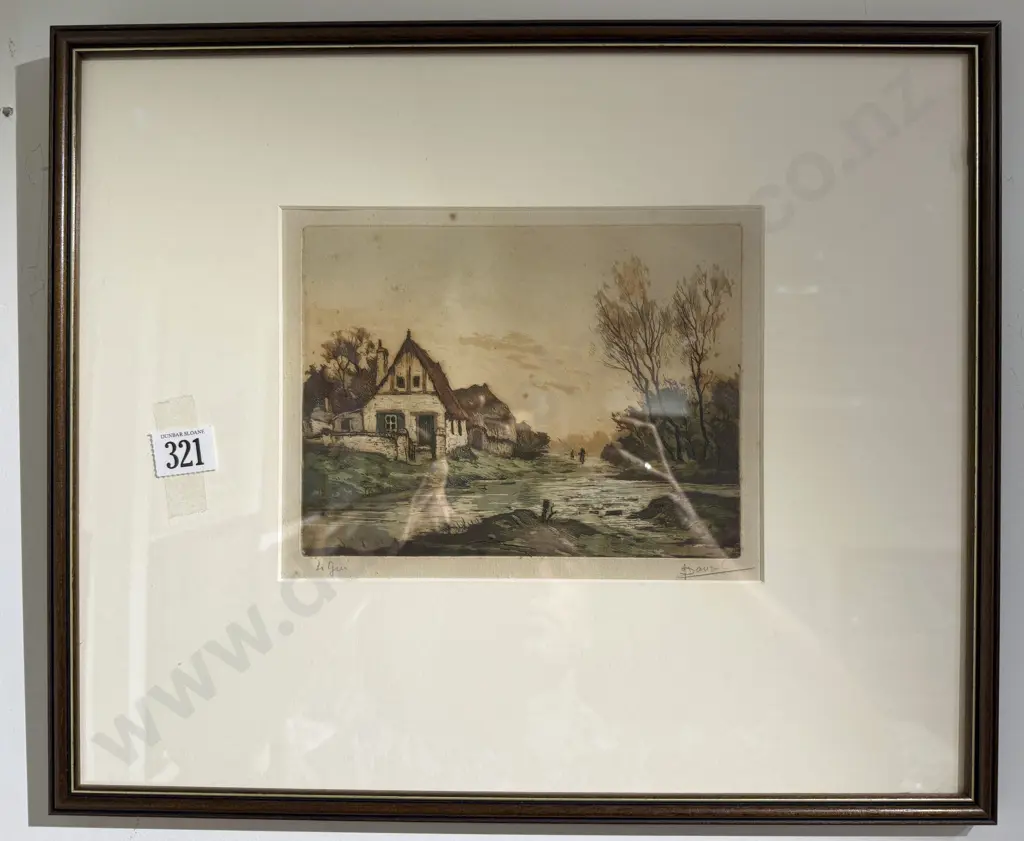 Indistinctly Signed Dutch Coloured Etching Image 1++