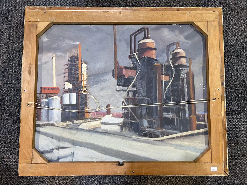 Unsigned Oil of Classical Scene Painted to Reverse of Industrial Scene Image 1++