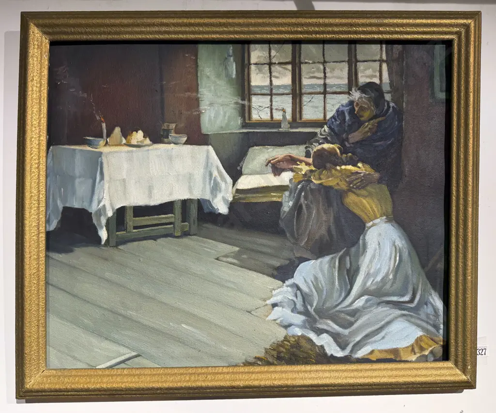 Unsigned Oil of Classical Scene Painted to Reverse of Industrial Scene Image 1++