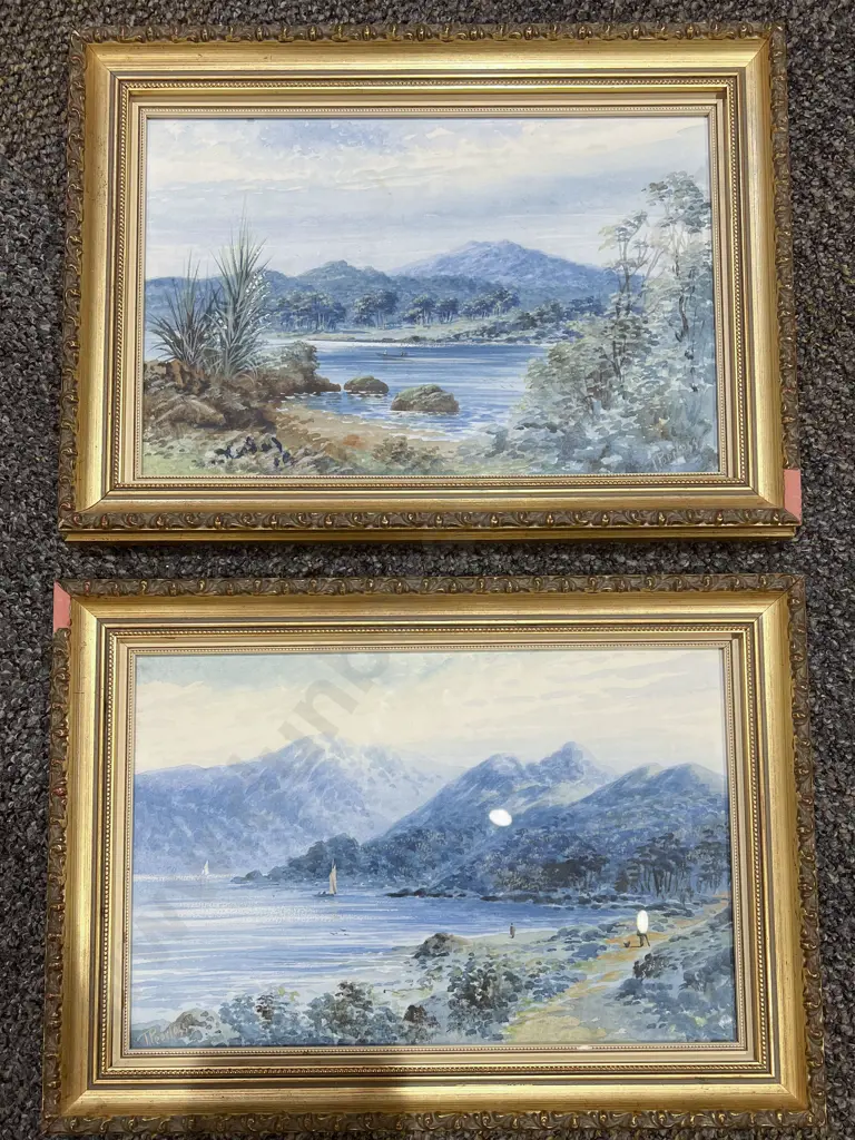 Pair of T. Peerless Coastal Watercolours Image 1++