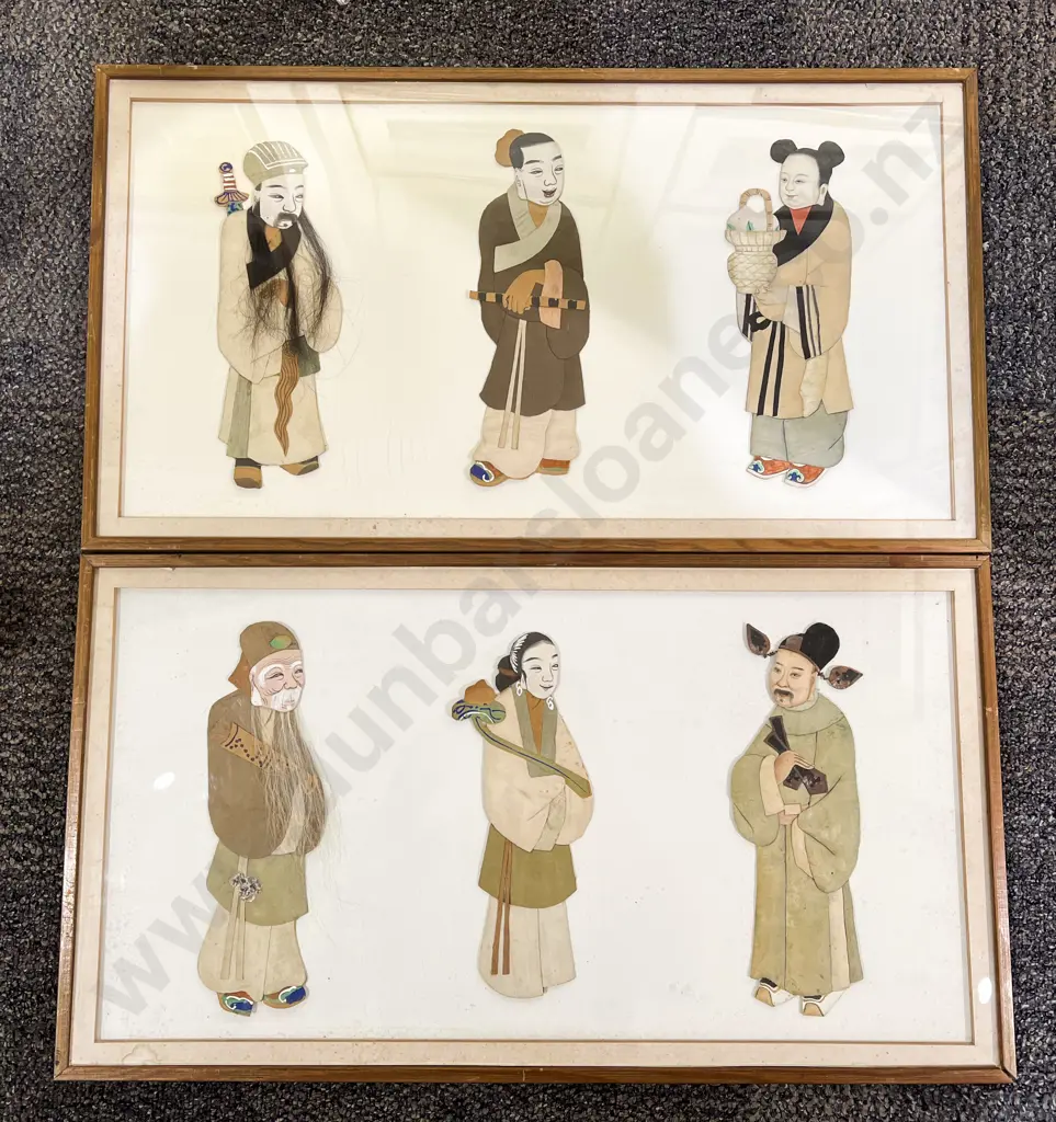 Hanne Eriksen - Pair of Framed Japanese Textiles Figures Image 1++