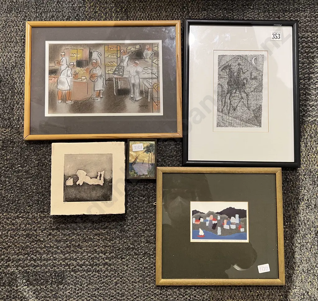 L.J. Crooks Pastel together with Three Assorted Prints & Other Image 1++