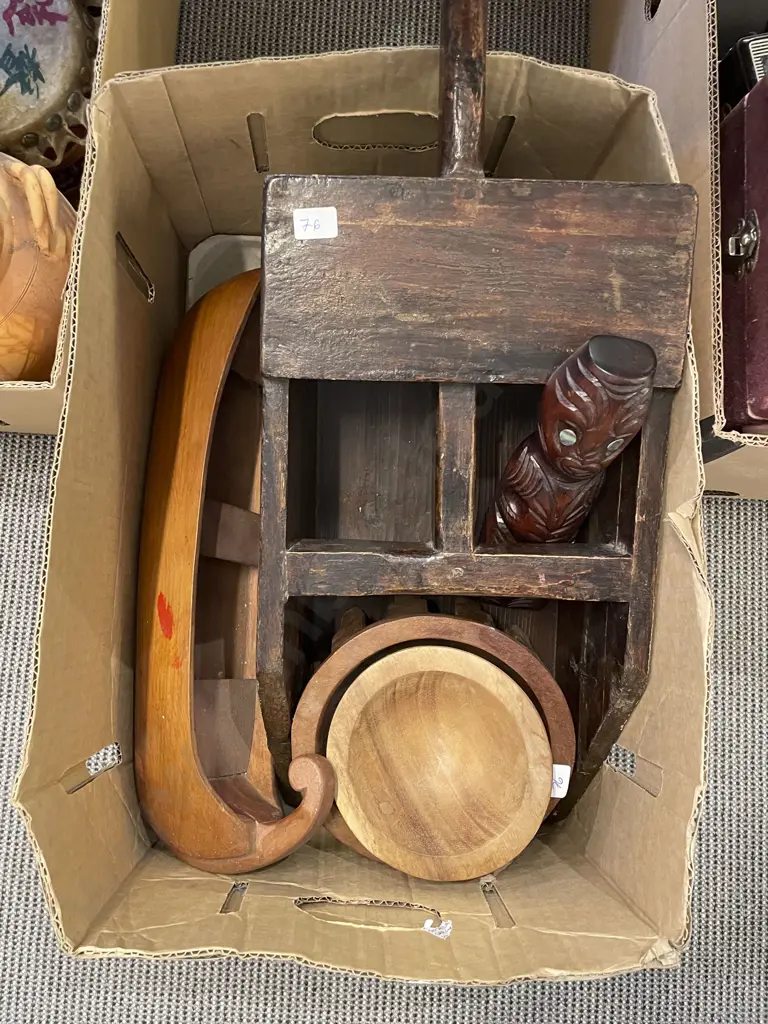 Vintage Grain Sifter & Assorted Woodware Image 1++