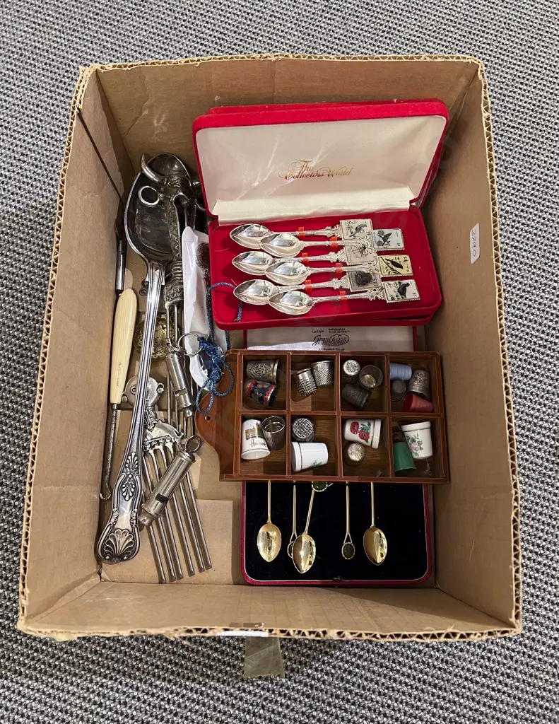 Quantity of Assorted S/P Cutlery together with Thimbles etc Image 1++