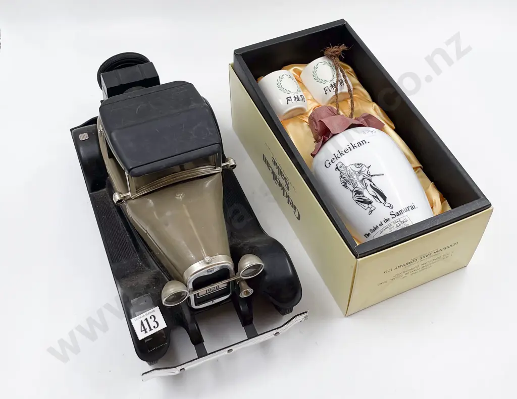 Jim Beam Vehicle Form Decanter together with Boxed Sake Bottle & Cup Set Image 1++