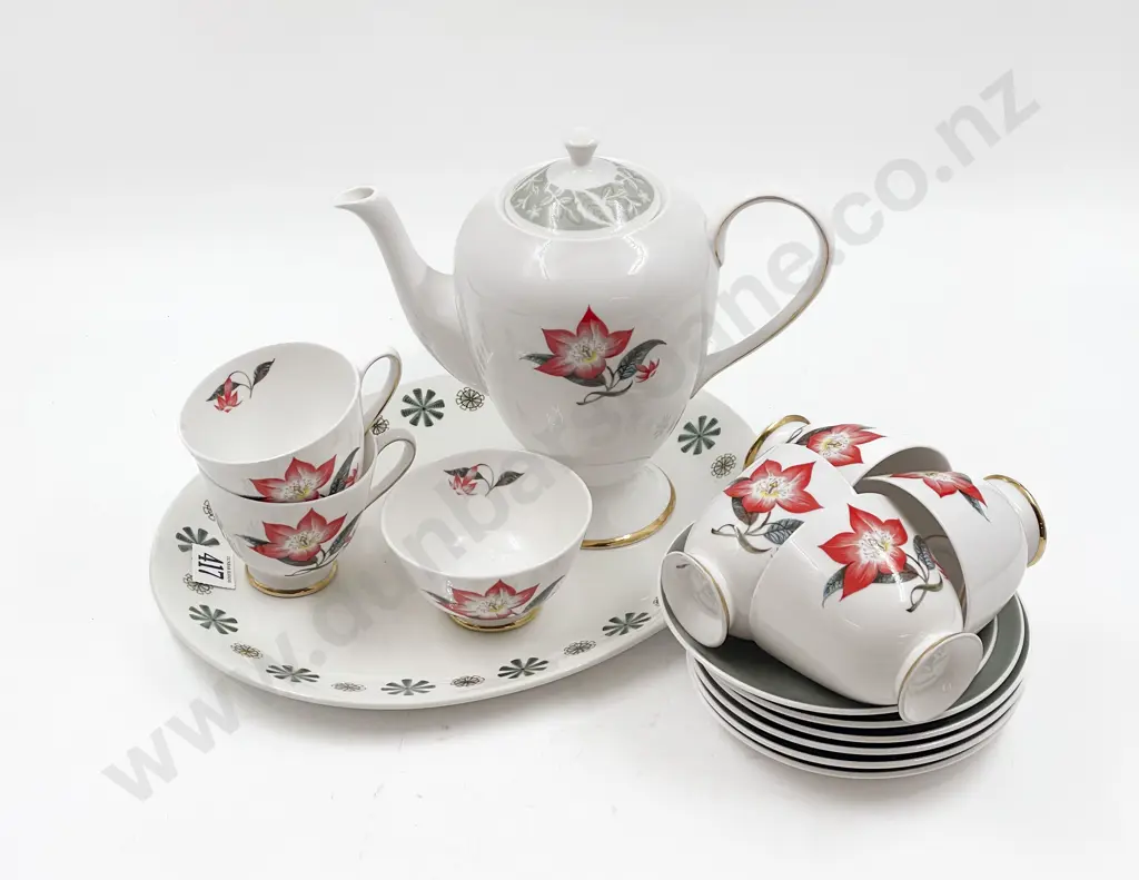 Fancy China Teaset together with Serving Tray Image 1++