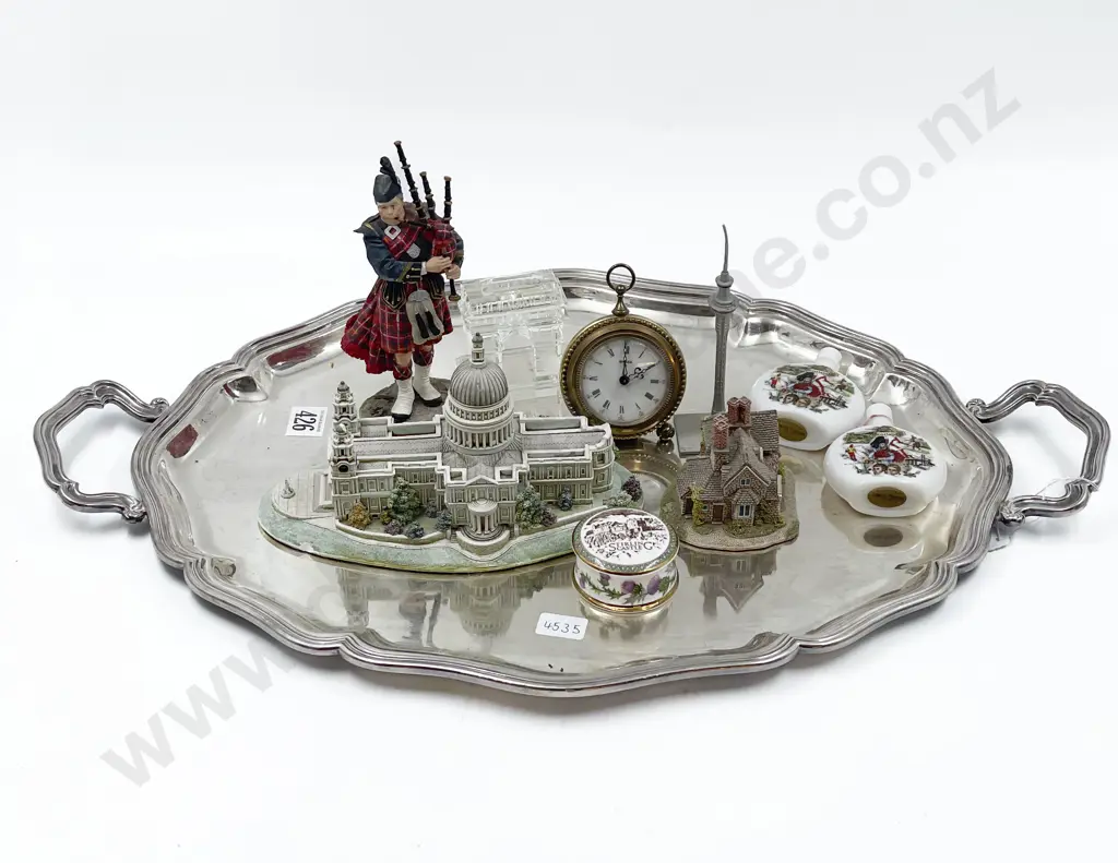 S/P Double Handled Tray with Quantity of Assorted Ornaments etc Image 1++