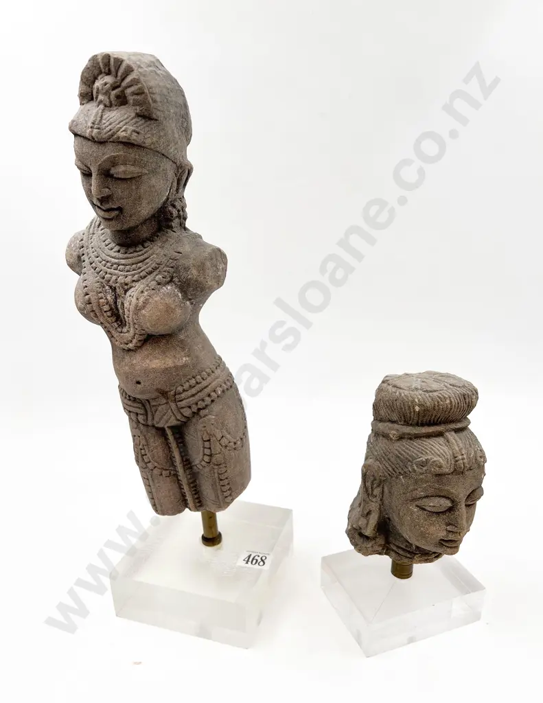 Stone Figure together with Stone Bust on Perspex Bases Image 1++